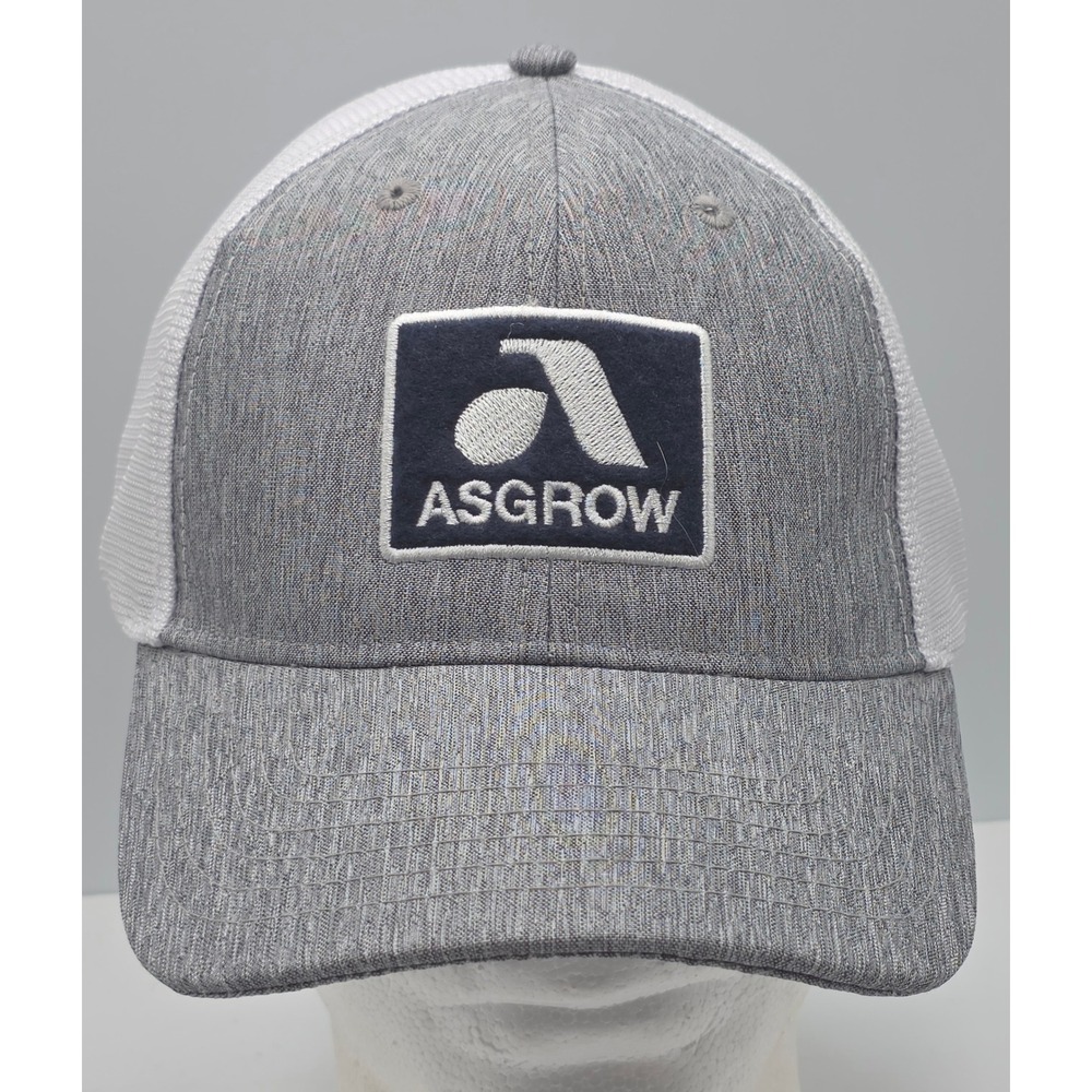 Vintage K-Products Asgrow Trucker Hat Strapback Gray White Mesh Cap Agricultural